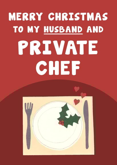 Funny Christmas Card - For Husband - Private Chef created by Card and Cake