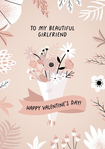 Pretty Valentine’s Day Card - For Girlfriend - Flowers created by Evie Garnett Designs