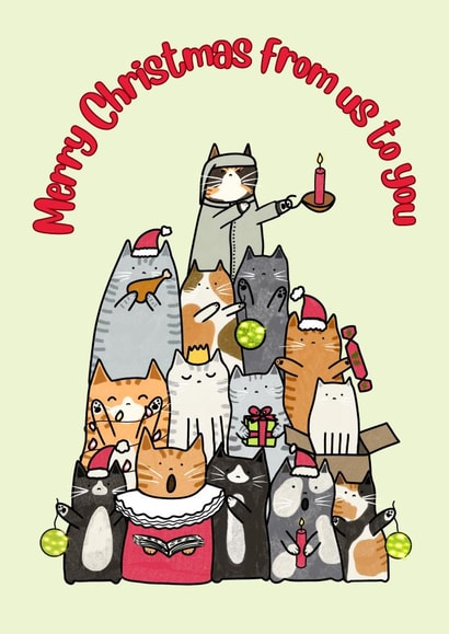 Cute Christmas Card - Cats - From Us To You created by suzcreate