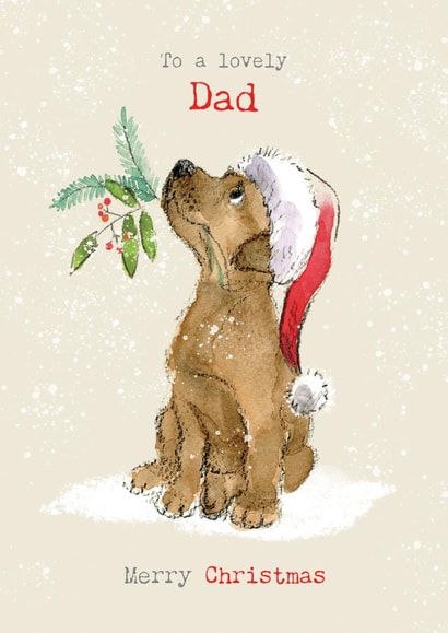 Cute Christmas Card - For Dad - Brown Puppy created by Paper Shed Design