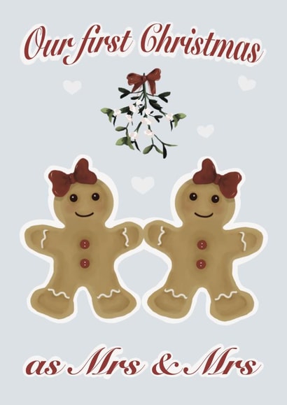 Cute Christmas Card for your first Christmas together – Mrs & Mrs – Lesbian created by onethirtysix_am