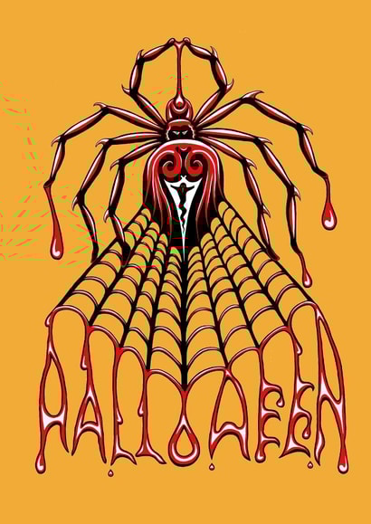 Scary Halloween Spider With Ghost And Web created by Wild Natured