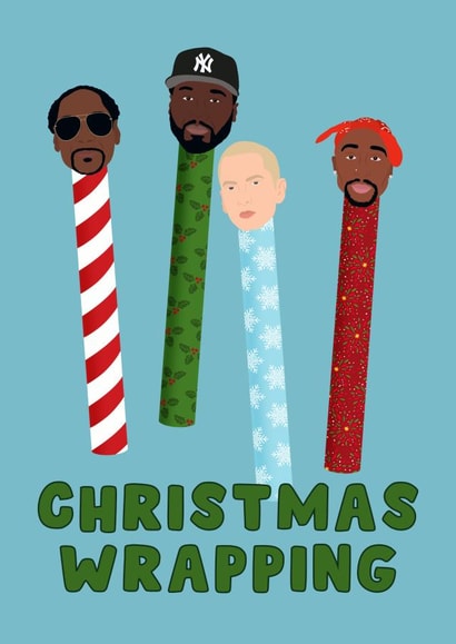 Funny Christmas Card - Gangster Wrapping - Rappers created by Pink Peach Cards