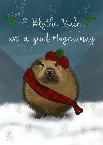Cute Christmas Card - Wild Scottish Haggis - A Blythe Yule An A Guid Hogmanay created by The Warren Creations