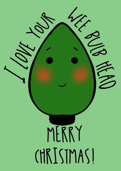 Christmas card for the bald man in your life created by Lauren Clark