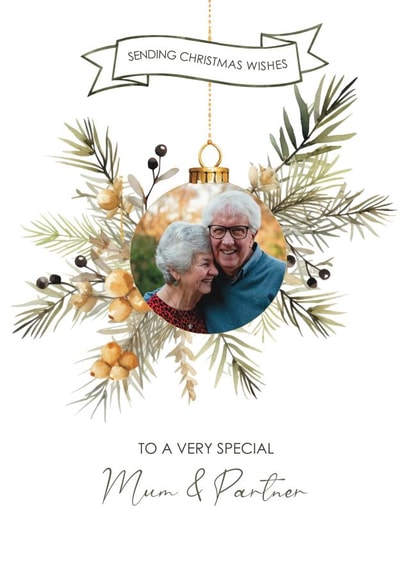 Classic Christmas Card - Mum And Partner - Bauble created by Choo Choo