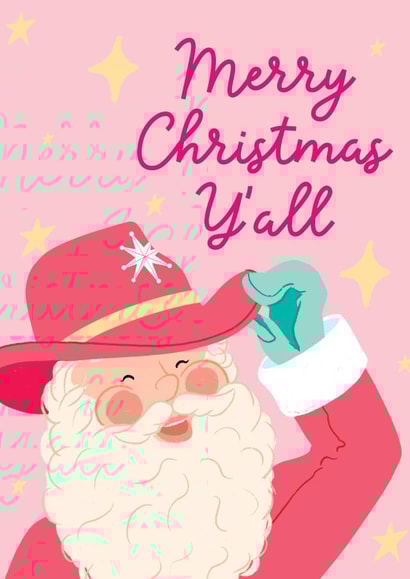 Cute Christmas Card - Cowboy Santa - Merry Christmas Y'all created by The Cake Thief