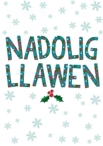 Classic Christmas Card - Nadolig Llawen - Welsh Language created by The Boy and the Bear