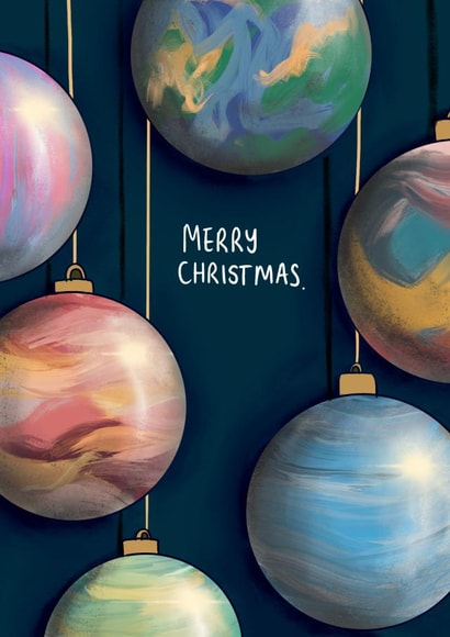 Arty space baubles - Merry Christmas created by Lucy Driver