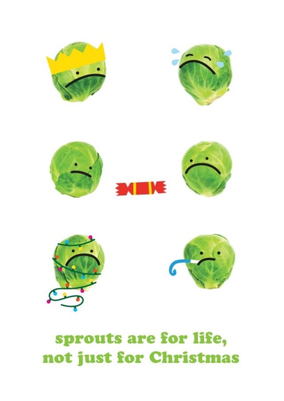 Sprouts Are for Life, Not Just for Christmas – Funny Veggie Christmas Card created by Hello Squid