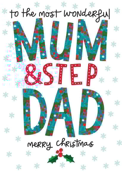 Classic Christmas Card - For Mum & Step Dad - Holly created by The Boy and the Bear