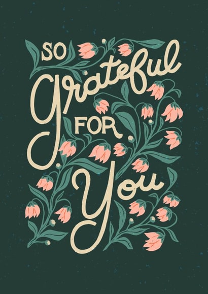 Pretty Thank You Card - So Grateful - Vintage Florals created by Liz Kohler Brown