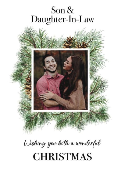 Classic Christmas Card - Son And Daughter In Law - Pine Cones And Spruces created by Choo Choo 