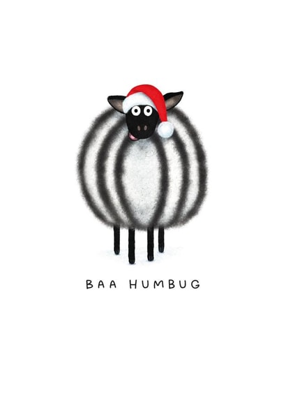 Funny Christmas Card - Baa Humbug - Sheep Pun created by badgerbee design