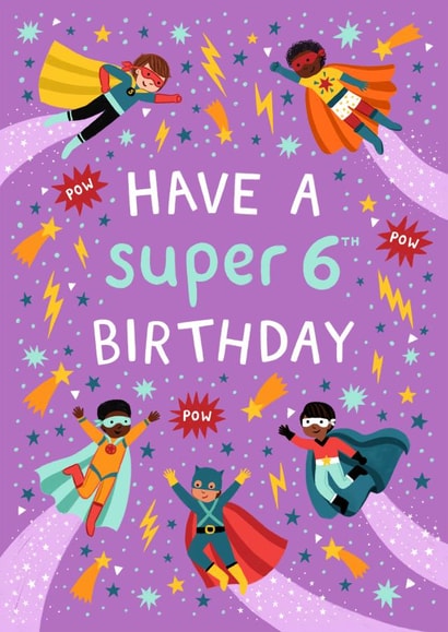 Cute 6th Birthday Card - For Him - Superheroes created by Pear Tree Press