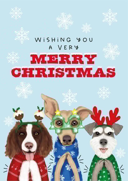Cute Christmas Card - Dogs in Christmas Jumpers - Wishing You A Very Merry Christmas created by badgerbee design