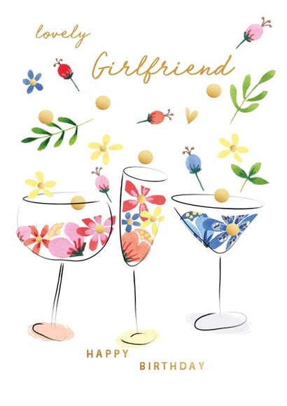 Classic Birthday Card - For Girlfriend - Quirky Tipple created by SABIVO Design by Sabina