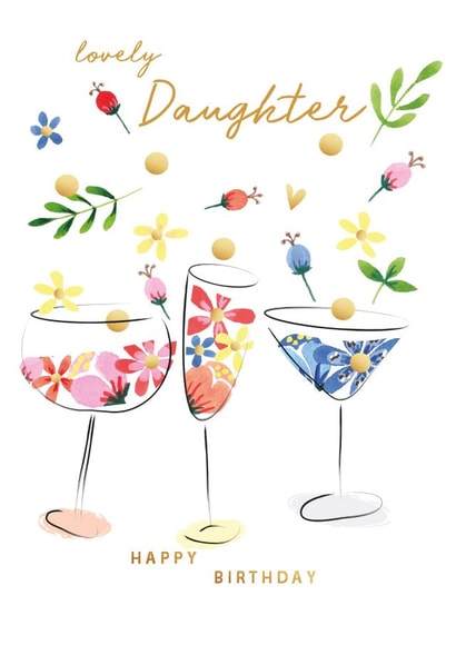 Classic Birthday Card - For Daughter - Quirky Tipple Cocktails created by SABIVO Design by Sabina