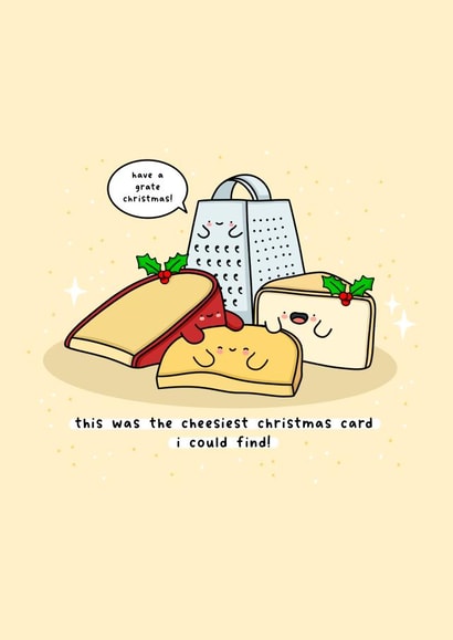 Funny Christmas card - Cheesiest Christmas Card - Cheese Puns created by Rosalie Perl