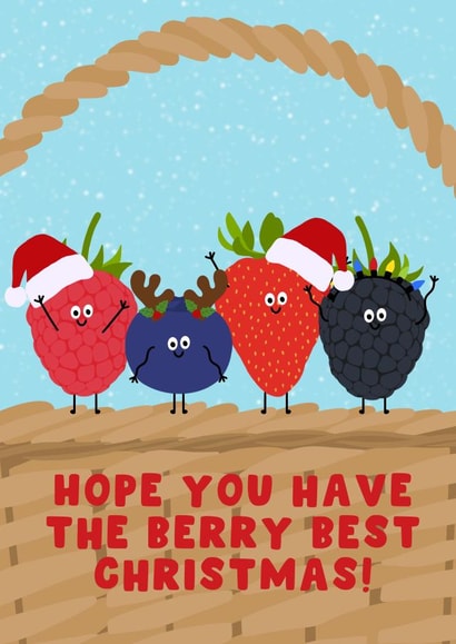 Funny Christmas Card - Berry Best Christmas - Puns created by Pink Peach Cards
