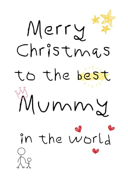 Cute Handwritten Christmas Card For Mummy - For Mum - From Kids - From Baby created by Delicate Point of View