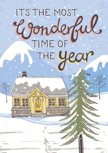 Classic Christmas Card - Snowy Mountains - Most Wonderful Time created by @VickyYorkeDesigns