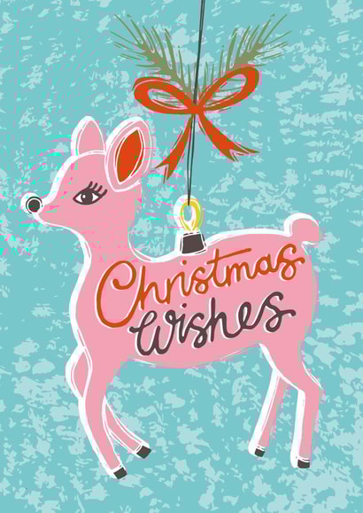 Cute Christmas Card - Reindeer Bauble - Vintage Decoration created by @VickyYorkeDesigns
