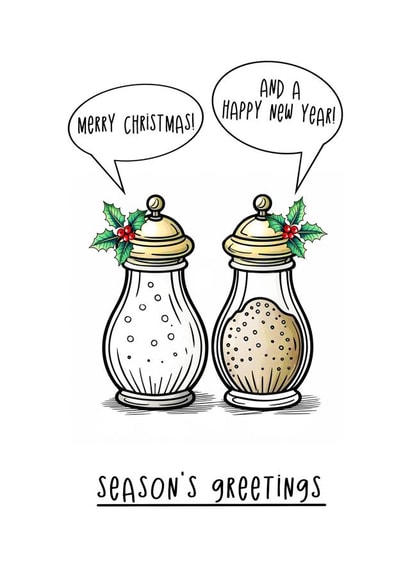 Funny Christmas Card - Salt And Pepper - Season's Greetings created by Go La La!