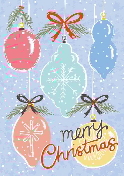 Classic Christmas Card - Vintage Baubles created by @VickyYorkeDesigns