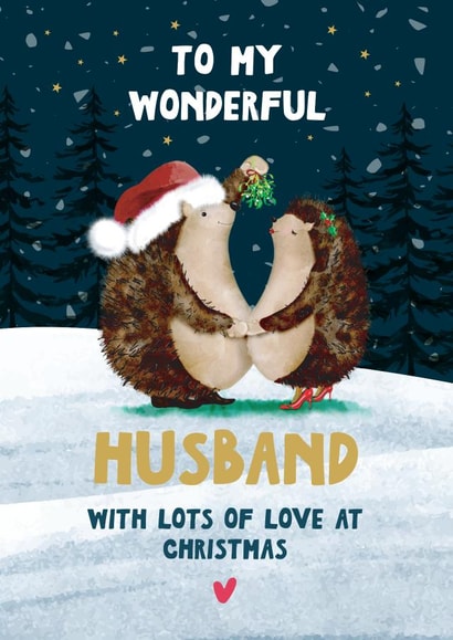 Cute Christmas Card - For Husband - Hedgehogs created by Artsy Gift Co