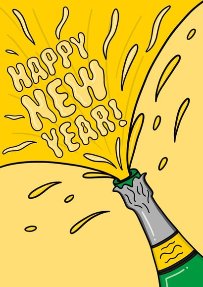 Funny New Year Card - Champagne Pop - Happy New Year created by TeePee Creations