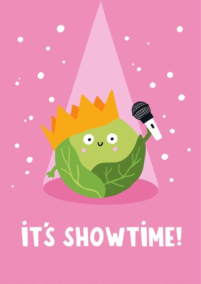 Funny Christmas Card - Brussel Sprouts - It's Showtime created by Lucy Maggie Designs