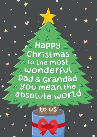 Cute Christmas Card - For Dad & Grandad - Mean The World created by Macie Dot Doodles