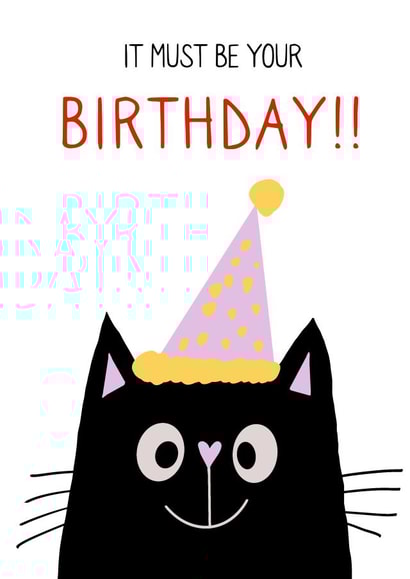 Cute Birthday Card - Cat - It Must Be Your Birthday!! created by AJL Designs