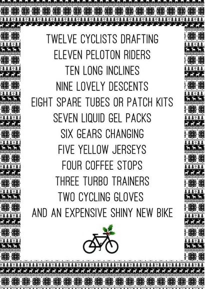 Funny Christmas Card - Cycling Themed - 12 Days Of Christmas created by Worry Less Design