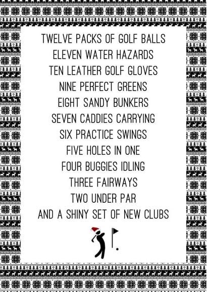 Funny Christmas Card - Golf - 12 Days Of Christmas Golf Themed created by Worry Less Design