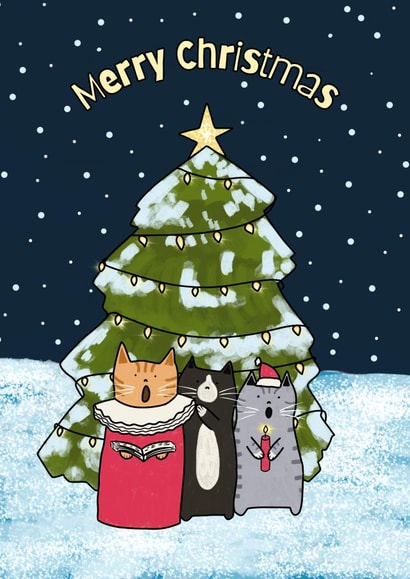 Cute Christmas Card - Cats - Carol Singing created by suzcreate