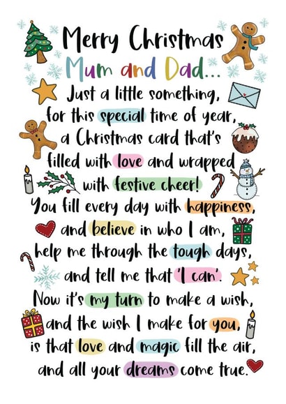 Heartfelt Mum and Dad Merry Christmas Poem created by And You Can Quote Me