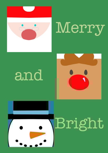 Cute Christmas card with Santa, Rudolph and snowman created by Lauren Clark