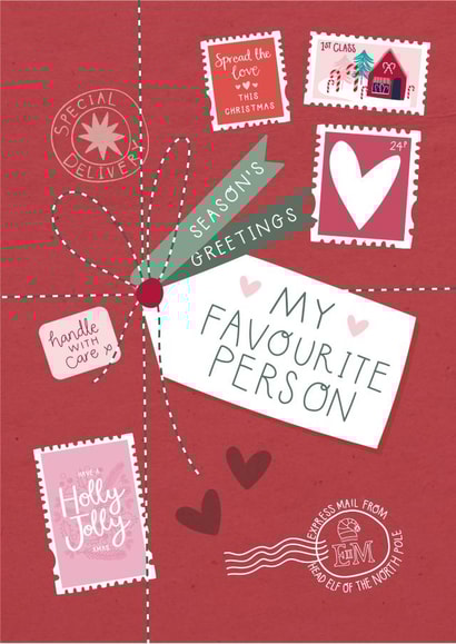 Funny Christmas Card - Special Delivery - Favourite Person created by Two For Joy Illustration