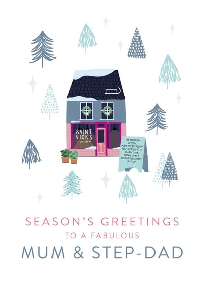 Modern Christmas card for Mum & Step-dad created by Two For Joy Illustration