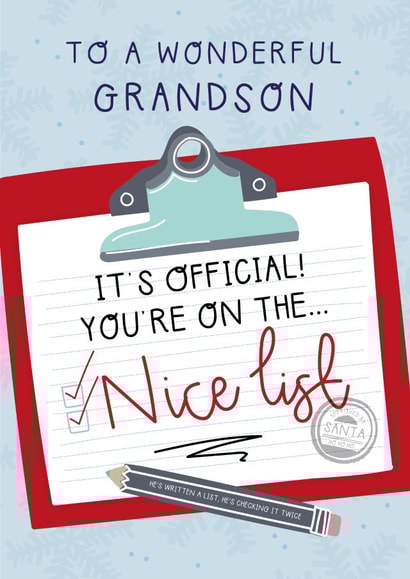 Nice List greeting card for Grandson created by Two For Joy Illustration
