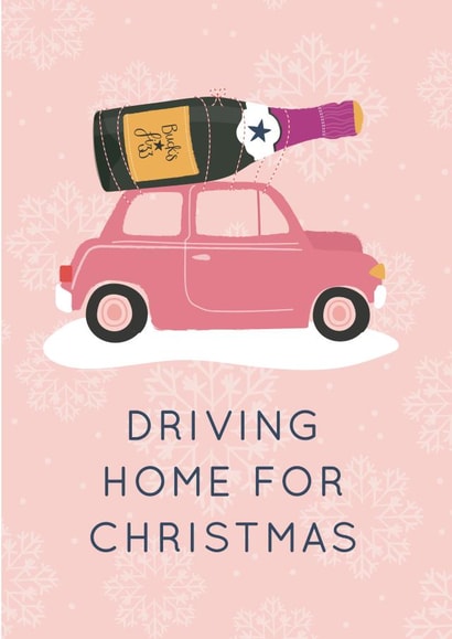 Funny Christmas Card - Driving Home - Bucks Fizz created by Two For Joy Illustration