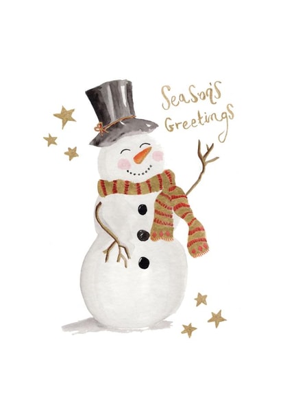 Cute Christmas Card - Season's Greetings - Snowman created by Samantha