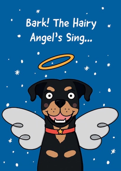 Funny Christmas Card - Dog - Bark! The Hairy Angel's Sing... created by Leanneco.Studio