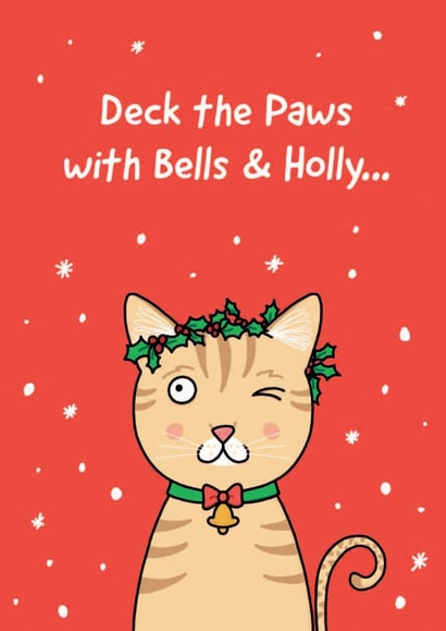 Cute Christmas Card - Cat - Deck The Paws created by Leanneco.Studio