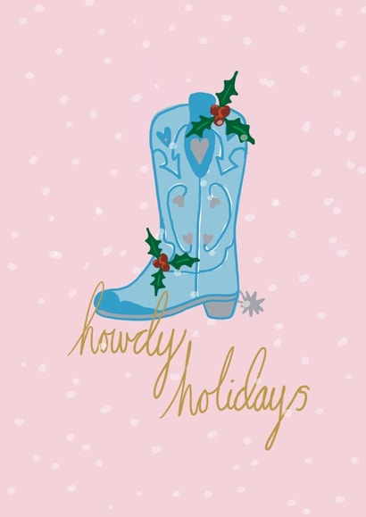Modern Christmas Card - Howdy Holidays - Cowboy Boot created by Front Bum
