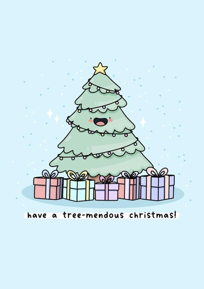 Cute Christmas card - Christmas tree - Punny - Kawaii - funny Christmas card created by Rosalie Perl