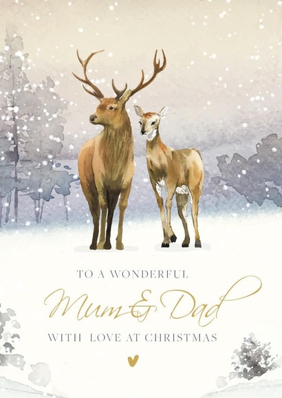 Cute Christmas Card - For Mum & Dad - Snow created by Artsy Gift Co