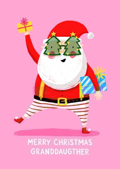 Cute Granddaughter Christmas Card - Cool Santa - Father Christmas - Festive created by Nicola Watson